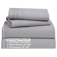 thumbnail image 2 of Split King Sheets for Adjustable Beds - 5 Piece Split King Sheets Set, Deep Pocket, Hotel Luxury, Extra Soft, Breathable and Cooling, Light Grey Split King Bed Sheets, 2 of 9