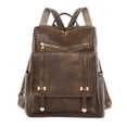 thumbnail image 1 of asddcavvf Ladies Fashion Solid Color Leather Large Capacity Double Zipper Casual Backpack, 1 of 6