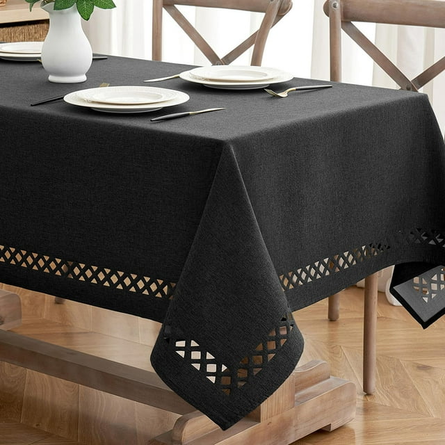 Mantel MIULEE de lino de poliéster negro impermeable 132 x 178 cm