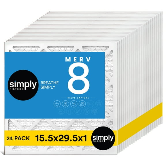 Simply Filters 15.5x29.5x1 MERV 8, MPR 600, AC Furnace HVAC Air Filter (24 Pack)