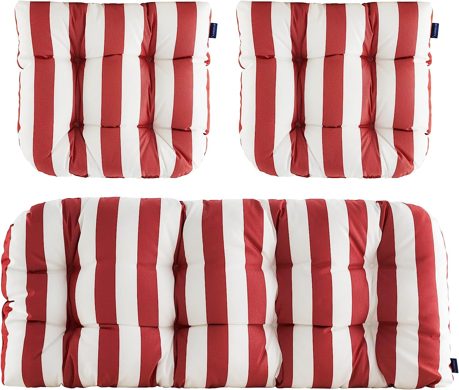 ZXNYH Outdoor Chair Cushions,3 Piece Loveseat Outdoor Cushions Set,Floral,Tufted/Wicker Patio