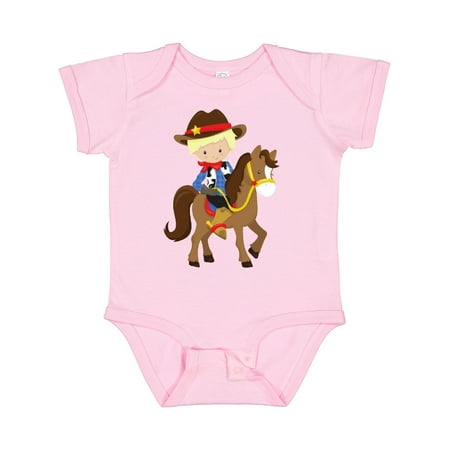 

Inktastic Cowboy Sheriff Horse Western Blond Hair Gift Baby Boy Bodysuit