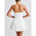 thumbnail image 4 of Women'S Sexy- Strapless Ruched Pleated Tube Mini Dress Y2K Sleeveless A Line Bodycon Short Dress White M, 4 of 5