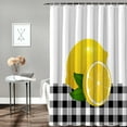 thumbnail image 2 of Yellow Lemon Summer Shower Curtain, Black White Plaid Shower Curtain Set with Hooks, Spring Summer Waterproof Fabric Shower Curtains for Bathroom Decor, 36x72 Inch Bath Curtain, 2 of 6