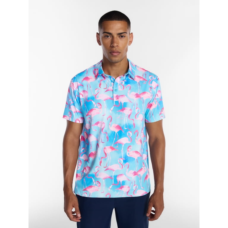 Birdie Bound Men's Artsy Flamingos Polo Shirt photo 1