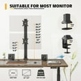 thumbnail image 5 of Dual Monitor Articulating Desk Mount Arm Stand - Vertical Stack Screen Supports Two 13 to 34 Inch Computer Monitors with C Clamp, 5 of 5