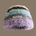 thumbnail image 2 of vnanda Elastic Hat Winter Hat Striped Color Matching Soft Plush Crochet Windproof Warm Thick Anti-slip Elastic Unisex Fisherman Hat Unisex Hat, 2 of 8