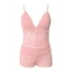 thumbnail image 3 of Pijama sexy qucoqpe para mujer, conjunto de pijama de dos piezas con encaje y lazo de color liso y pantalones cortos, 3 of 5