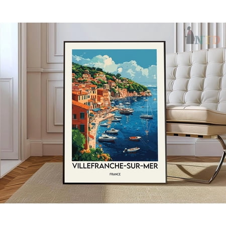 Villefranche-sur-Mer French Riviera Travel Poster Wall Art Print, Unframed Paper Poster 8x10in