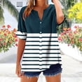 thumbnail image 2 of Idoravan Womens Blouses under $10 Women's V-neck Short Sleeved Non Positioning Printed Summer Button Short Sleeved Loose And Fashionable T-shirt, 2 of 5