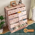 thumbnail image 4 of Tall Dressers for Bedroom with 12 Drawers, Fabric Storage Dressers & Chests of Drawers, Sturdy Metal Frame, Wood Top, Closet, Entryway, Bedroom Furniture (Pink), 4 of 16