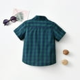 thumbnail image 5 of HUANBAI Boys' Plaid Short Sleeved Shirts Small And Medium Sized Childrens Summer Cardigan Dresses Formal Dresses Going Out And Being Handsome 18-24 Months, 5 of 8