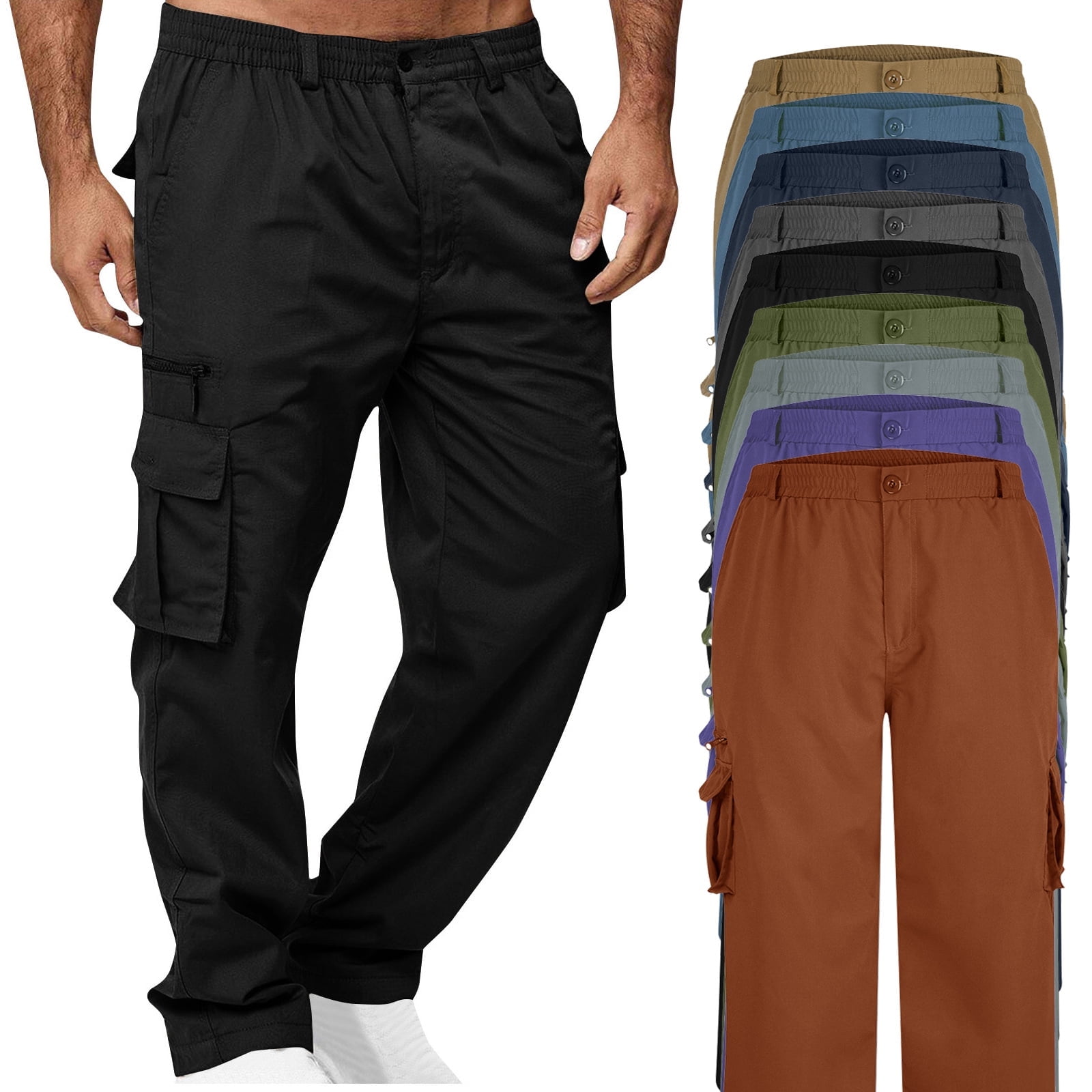 ZKCCNUK Men's Cargo Pants, Casual, Multiple Pockets, Outdoor