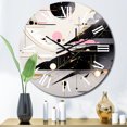 thumbnail image 1 of Designart "Bold Stripes Pink Black Fusion" Cubism Oversized Wall Clock, 1 of 6
