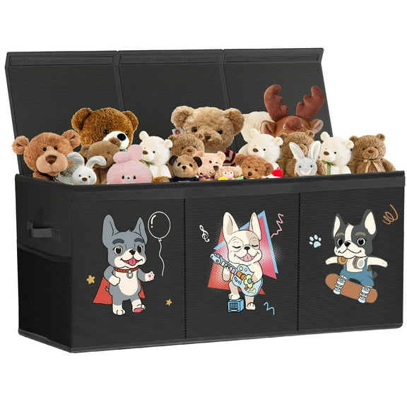 Extra Large Toy Box, Collapsible Sturdy Kids Toy Chest for Boys, Girls, Kids, 39*13.5*15.5",Toy Storage Organizer Toddler Storage Bins with Lids, Toy Box for Living Room, Bedroom, Nursery, Black
