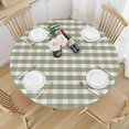thumbnail image 3 of Checkered Round Fitted Tablecloth Best for 44"-48" Gingham Table Cloth Elastic Edge Waterproof Stain Resistant Washable Farmhouse Buffalo Plaid Sage Green Table Cover for Party Picnic Indoor Decor, 3 of 6