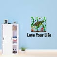 thumbnail image 3 of Turtle Wall Decal Love Your Life Inspirational Quote Turtle Wall Sticker Decor Vibrant Sea Living Room Decoration - Size: 20 In X 18 In, 3 of 5