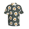 thumbnail image 3 of Xecao Cute Poached Eggs print Hawaiian shirt - a stylish short-sleeve button-down for men, perfect for casual beach and tropical outings., 3 of 9