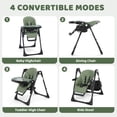 thumbnail image 3 of AILEEKISS Foldable High Chair for Baby, Toddler Eating Chair with Detachable Double Trays, Green, 3 of 12