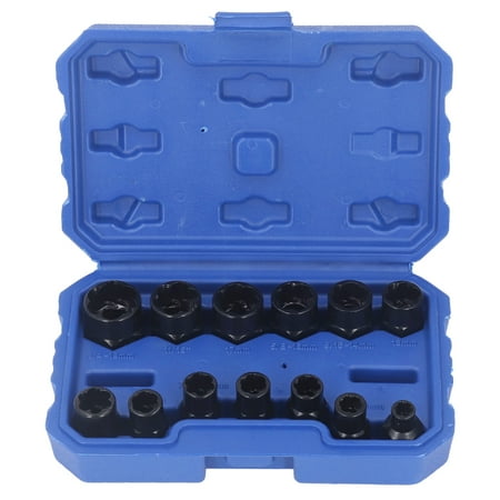 

price crash13Pcs Bolt Nut Remover Professional Bolt Nut Extractor Socket Set Chromium Molybdenum Steel Nuts Screws Remover Tools