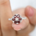 thumbnail image 5 of Rosec Jewels Natural Garnet Flower Engagement Ring for Women - Garnet Diamond Ring - AAA Quality - with Jewelry Box, 10K White Gold, US 6.00, 5 of 9