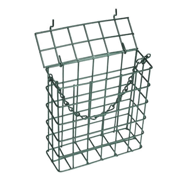 Comedero colgante para pájaros con forma de torta de sebo, para exteriores, con cadena de metal. Verde