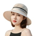 thumbnail image 5 of Summer Hats for Women Women Bridal Wedding Tea Party Wide Brim Summer Sun Cap Beige One Size, 5 of 9
