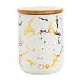 thumbnail image 1 of Azucarero de cerámica moderno con tapa de bambú, estante decorativo para condimentos, almacenamiento de alimentos Blanco M, 1 of 7