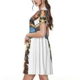 thumbnail image 2 of Fotbe Robe Motif Girafe Américaine Décontractée Mode Femme Manches Courtes Robe Maxi Robe T-Shirt Rayée Longue à Blocs de Couleur, 2 of 6