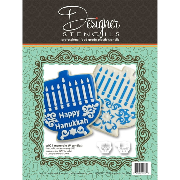 Hanukkah Menorah Cookie Stencil Set ( no cutter)- 9 Candles by Designer Stencils