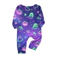 thumbnail image 4 of Matching Halloween Pajamas Set for Whole Family, Breathable Long Sleeve Halloween Family Pajamas with Green Ghost Pumpkin Print, Fun Family Halloween Pajama Set Party, 4 of 4