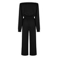 thumbnail image 6 of Kaemgyyd Jumpsuits for Women Casual Loose off Shoulder Long Sleeve Romper Baggy Wide Leg Pants One-Piece Outfit with Pockets, 6 of 7