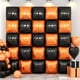 thumbnail image 1 of Globo de pared Saxuxu cuadrado naranja y negro de 48 cm, 1 of 7