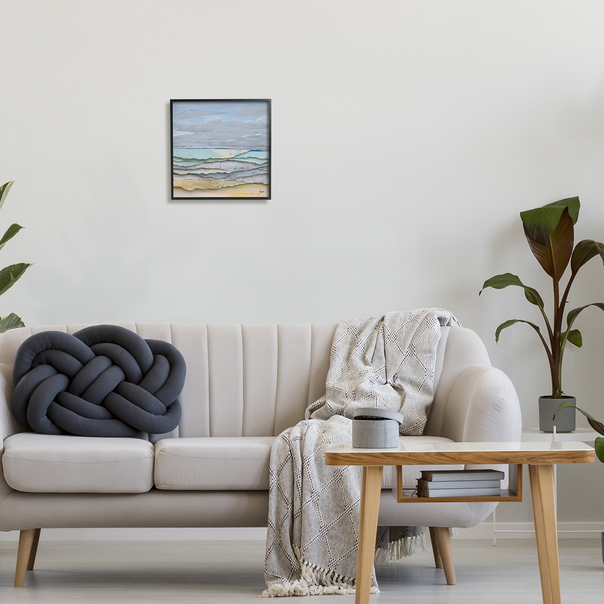 Stupell Industries Layered Map Clippings Beach Shoreline Abstract Collage Painting Black Framed Art Print Wall Art, Design by Stacy Gresell