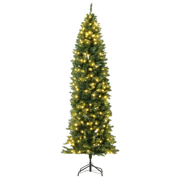 HOMCOM Pre-Lit Slim Fir Artificial Christmas Tree with 1075 Tips and ...