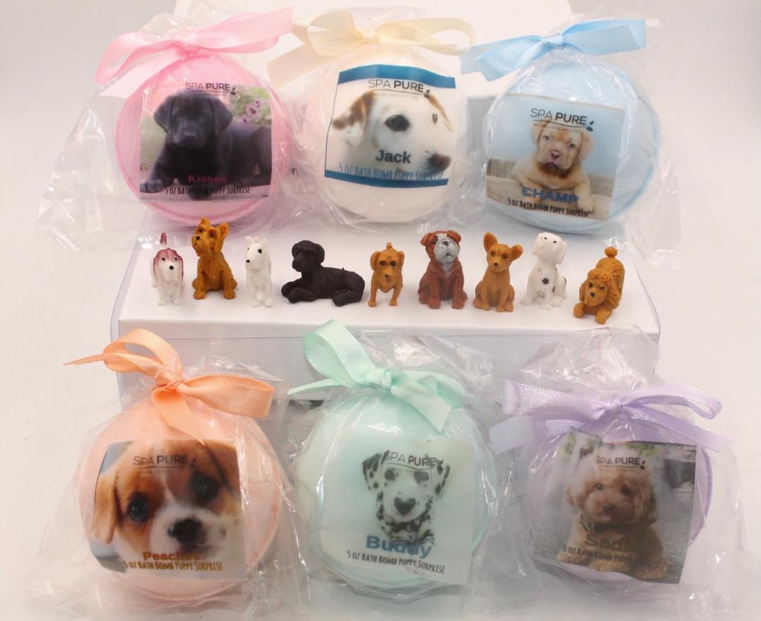 KIDS BATH BOMBS - ADOPT-A-PUPPY 6 bath bombs with surprise puppy inside