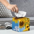 thumbnail image 6 of KLL Sky Golden Sunflower Field B Print Tissue Box Cover,Leather Tissue Holder Square Facial Tissue Case Facial Paper Organizer Dispenser for Bathroom, Vanity Countertop, 6 of 7