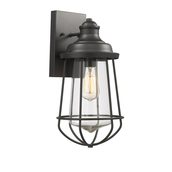 RADIANCE Goods Industrial-Style 1 Light Textured Black Outdoor/Indoor Wall Sconce 16" Tall