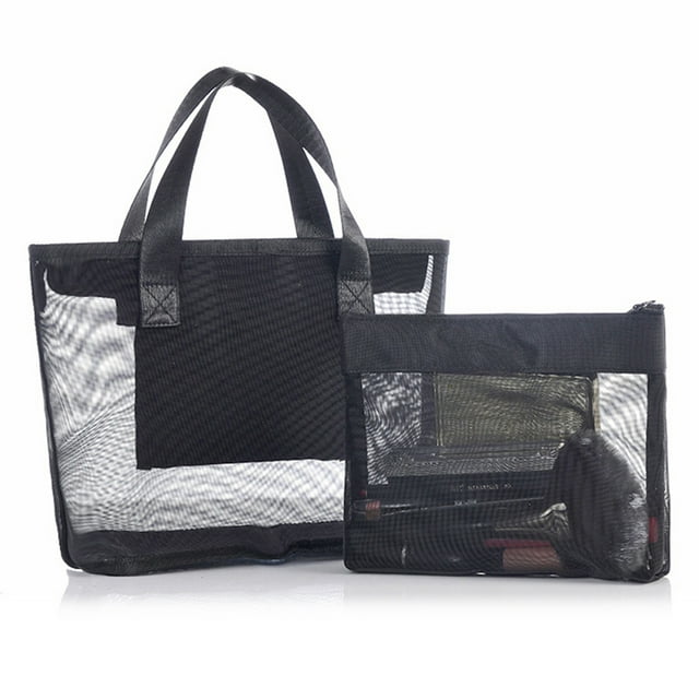 Mesh Toiletry Pouch Large Capacity Mesh Cosmetic Travel Bag Makeup Organizer Bag