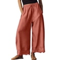 thumbnail image 2 of Dwellite Lace Trim Wide Leg Pants for Women 2026 Spring Summer Cropped Lightweight Casual Pants Red XL, 2 of 6