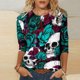 thumbnail image 2 of Camiseta holgada estampada a la moda para mujer, blusa de manga 3/4 de longitud media, Tops informales con cuello redondo Fridja  fjkfkj1315, 2 of 5
