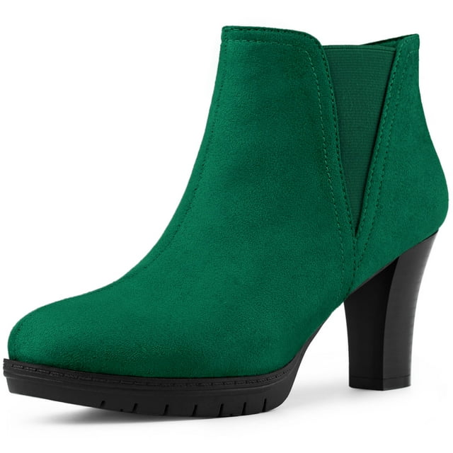 Unique Bargains Bottines Chelsea à Talons Épais à Bout Rond pour Femmes