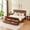 Walnut, variant on DRNANLIT King Size Bed with 3D Geometric Headboard & Storage Bench, 4-Drawer Storage, Modern Oak Bedroom Furniture