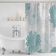 thumbnail image 4 of Turquoise White Floral Waterproof Fabric Shower Curtain,Elegant Chrysanthemum Farmhouse Waterproof Fabric Shower Curtain for Bathroom Curtains Bathtubs Shower Curtains with 12 Hooks Stall 48x72in, 4 of 8
