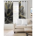 thumbnail image 2 of Black Grey Blackout Curtains, Light Blocking Print Window Curtains, Vintage Gold Ink Floral Chinese Painting Thermal Insulated Window Drapes for Living Room Kitchen Cafe 2 Panels, 84"W x 84"L, 2 of 9