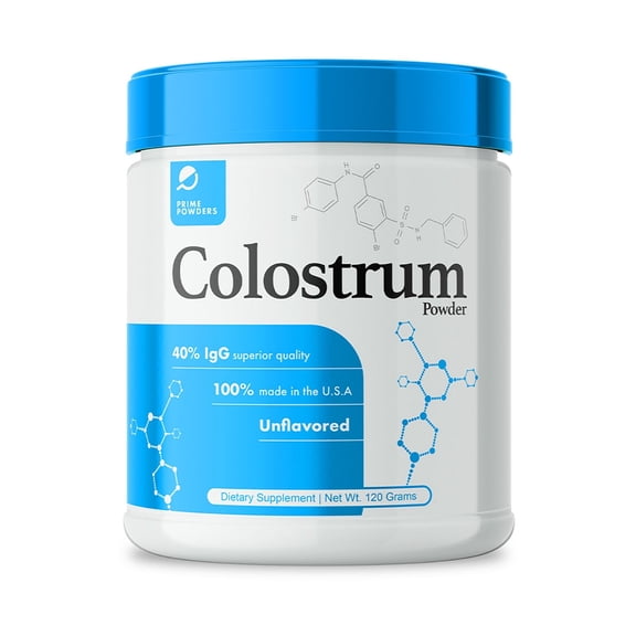Prime Powders Colostrum Over 40% IgG, Grass Fed, Gut Health, Bloating Immunity Skin & Hair, Muscle Recovery, Ultra Bioavailability (Unflavored | 120 Servings)