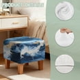 thumbnail image 7 of SCRAWLGOD Marble Print White Blue Ottoman Cover, Stretch Square Velvet Ottoman Slipcovers Foot Stool Cover for Living Room, Folding Storage Furniture Protector, 7 of 7