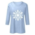 thumbnail image 3 of Womens Tops Casual T Shirts 3/4 Sleeve Summer Snowflake Print V Neck Tunic Fashion Clothing, 3 of 3