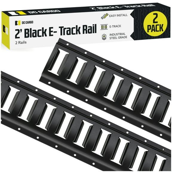 DC Cargo Etrack Rails 2' Horizontal Black Powder Coated E Track Rail 2-pack