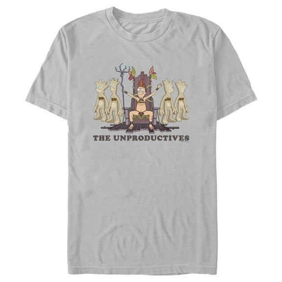 Men's Rick And Morty Jerry and The Unproductives  Graphic Tee Silver Medium